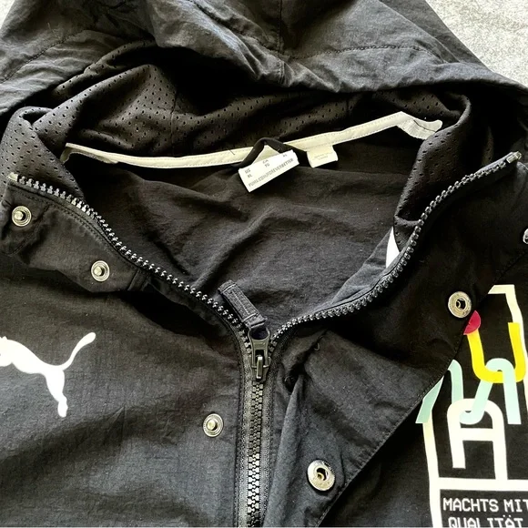 PUMA Jacket Windbreaker Womens XL Quarter Zip Hoodie Black White 599372-01 - Picture 6 of 16